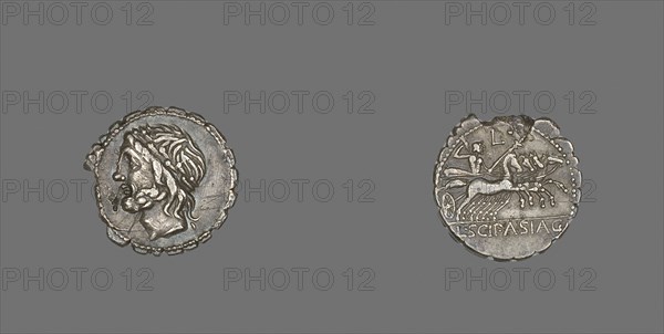 Denarius Serratus (Coin) Depicting the God Saturn, 106 BC, Roman, minted in Rome, Italy, Silver, Diam. 1.8 cm, 3.81 g