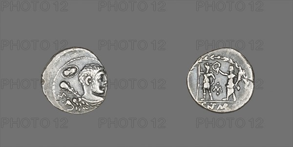 Denarius (Coin) Depicting the Hero Hercules, 100 BC, Roman, minted in Rome, Italy, Silver, Diam. 1.9 cm, 3.72 g