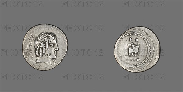 Denarius (Coin) Depicting the God Apollo, 85 BC, Roman, minted in Rome, Italy, Silver, Diam. 2.1 cm, 4.08 g