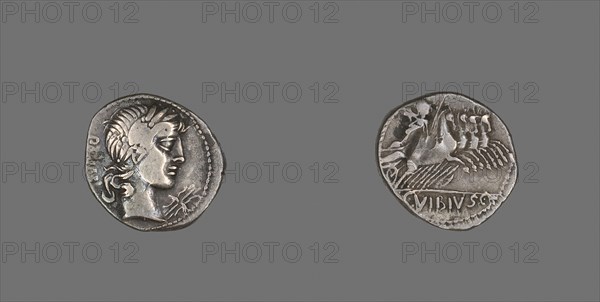 Denarius (Coin) Depicting the God Apollo, 90 BC, Roman, minted in Rome, Italy, Silver, Diam. 2 cm, 3.93 g