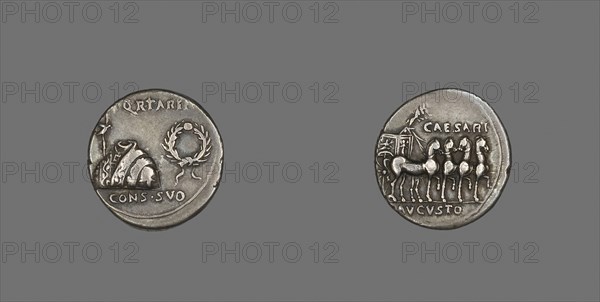 Coin Depicting a Toga, Tunic and Wreath, about 18 BC, Roman, minted in Spain, Roman Empire, Silver, Diam. 1.9 cm, 3.87 g