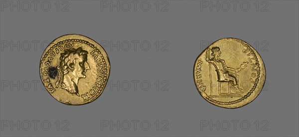 Aureus (Coin) Portraying Emperor Tiberius, AD 14/37, Roman, Roman Empire, Gold, Diam. 2 cm, 7.82 g