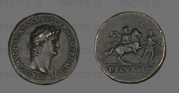 Sestertius (Coin) Portraying Emperor Nero, AD 54/69, Roman, Roman Empire, Bronze, Diam. 3.4 cm, 19.55 g