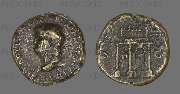 Sestertius (Coin) Portraying Emperor Nero, AD 54/69, Roman, Roman Empire, Bronze, Diam. 3.4 cm, 21.54 g