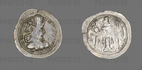 Coin Portraying King Sapor II, AD 309/379, Sasanian, Persia, Khorasan, Silver, Diam. 2.8 cm, 4.20 g