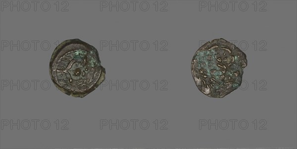 Coin Depicting a Double Cornucopia, Hasmonaean Dynasty (135–76 B.C), reign of Alexander Jannaeus (103–76 BC), Palestinian or Judean, Israel, Bronze, Diam. 1.6 cm, 2.24 g