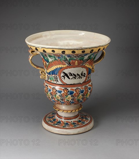 Two-Handled Jardiniere, 1825–1875, Talavera poblana, Puebla, Mexico, Puebla, Tin-glazed earthenware