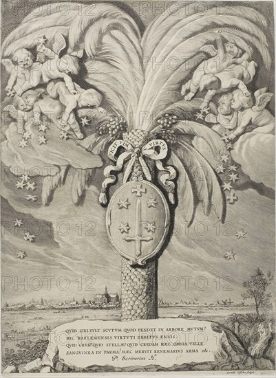 Coat of Arms of Haarlem, end page to Counts and Countesses of Holland, Zeeland and West-Frisia, 1650, Cornelis Visscher, Dutch, c. 1629-1658, Holland, Etching and engraving on ivory laid paper