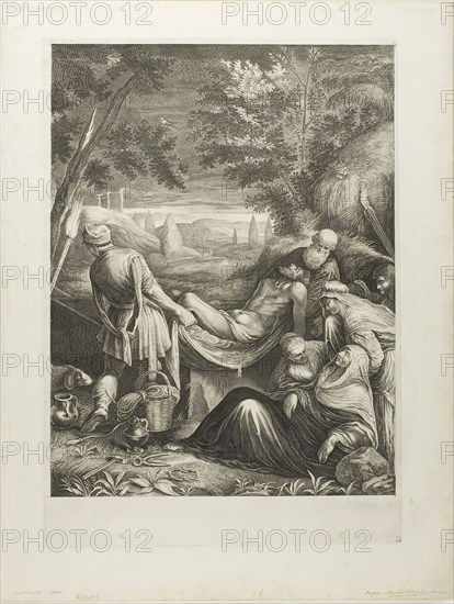 The Entombment, c. 1655, Cornelis Visscher, Dutch, c. 1629-1658, Holland, Engraving on ivory laid paper, 369 x 282 mm (image), 415 x 293 mm (plate), 490 x 372 mm (sheet)