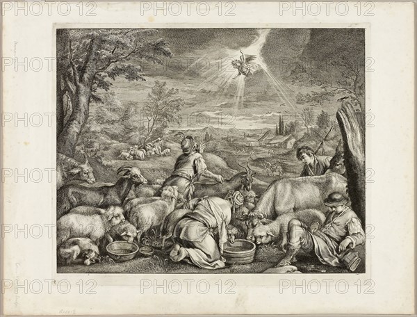 Angel Speeding Abraham, n.d., Cornelis Visscher (Dutch, c. 1629-1658), after Jacopo Bassano (Italian, 1510-1592), Holland, Engraving on paper