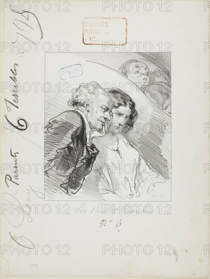 Les-Parents-Terribles series: Yes, but you will see the captain…, 1853, Paul Gavarni, French, 1804-1866, France, Lithograph in black on ivory wove paper, 193 × 164 mm (image), 358 × 267 mm (sheet)