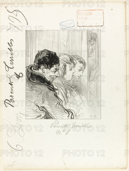 Les-Parents-Terribles series: But, grandfather, if Seraphim’s Puncinello don’t exist, 1853, Paul Gavarni, French, 1804-1866, France, Lithograph in black on ivory wove paper, 192 × 162.5 mm (image), 360 × 271 mm (sheet)