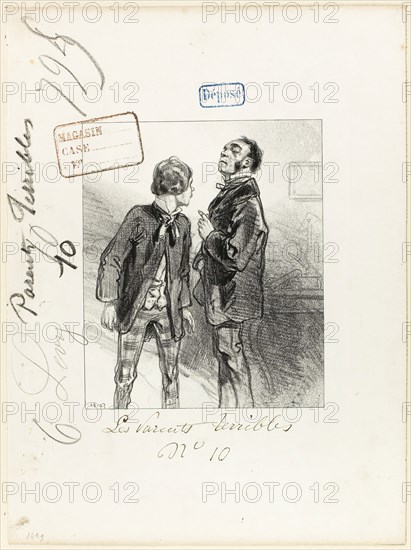 Les-Parents-Terribles series: You will conjugate for me 25 times, 1853, Paul Gavarni, French, 1804-1866, France, Lithograph in black on cream wove paper, 192 × 161 mm (image), 360 × 268 mm (sheet)
