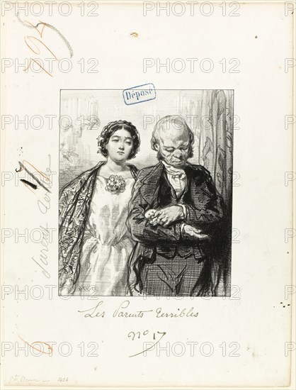 Les-Parents-Terribles series: Come, come a ball’s always the same, 1853, Paul Gavarni, French, 1804-1866, France, Lithograph in black on cream wove paper, 194 × 162 mm (image), 359 × 271 mm (sheet)