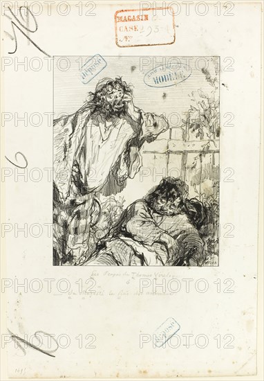 Les Propos de Thomas Vireloque: His Majesty the King of beasts, 1852, Paul Gavarni, French, 1804-1866, France, Lithograph in black on cream wove paper, 202 × 160 mm (image), 360 × 243 mm (sheet)