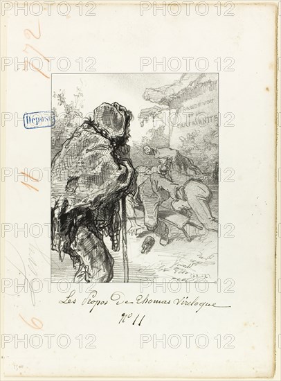 Les Propos de Thomas Vireloque: Bretheren may be, but not cousins, 1853, Paul Gavarni, French, 1804-1866, France, Lithograph in black on cream wove paper, 202 × 161 mm (image), 360 × 263 mm (sheet)