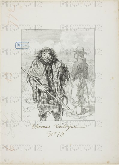 Les Propos de Thomas Vireloque: Matthew has only this in his favor, 1853, Paul Gavarni, French, 1804-1866, France, Lithograph in black on cream wove paper, 202 × 162 mm (image), 360 × 263 mm (sheet)
