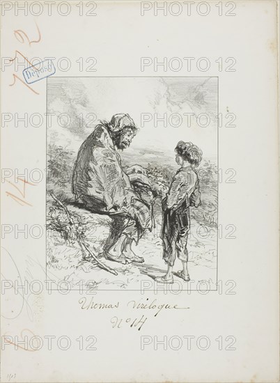 Les Propos de Thomas Vireloque: Not taught anything?-yet stupid already, 1853, Paul Gavarni, French, 1804-1866, France, Lithograph in black on cream wove paper, 202 × 162 mm (image), 358 × 263 mm (sheet)