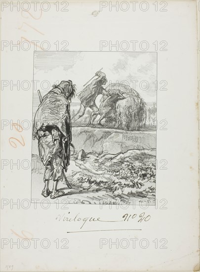 Les Propos de Thomas Vireloque: Michael paying wages to his servant (beating him), 1853, Paul Gavarni, French, 1804-1866, France, Lithograph in black on cream wove paper, 202 × 165 mm (image), 357 × 264 mm (sheet)