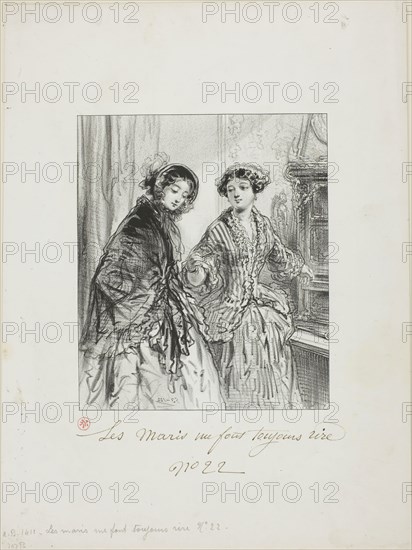 Husbands Always Make Me Laugh: My husband’s latest passion, 1853, Paul Gavarni, French, 1804-1866, France, Lithograph in black on cream wove paper, 192 × 162 mm (image), 354 × 265 mm (sheet)