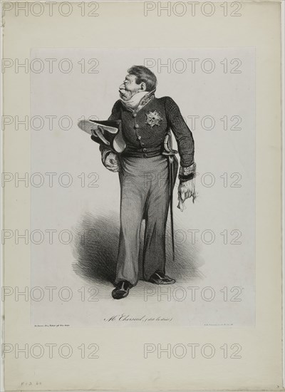 Mr. Choiseul, (called le Duc), plate 502, 1835, Honoré Victorin Daumier, French, 1808-1879, France, Lithograph in black on white wove paper, laid down on ivory wove paper, 239 × 141 mm (image), 284 × 228 mm (sheet), 392 × 282 mm (backing sheet)
