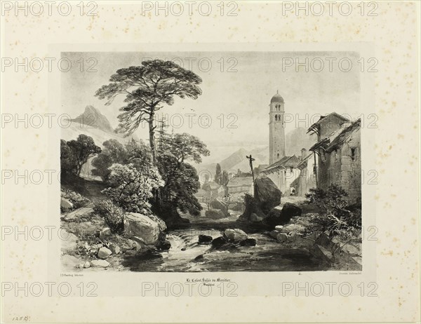 Le Casset, Vallee du Monetier, n.d., James Duffield Harding, English, 1798-1863, England, Lithotint on paper, 241 × 331 mm (image), 279 × 361 mm (plate), 351 × 454 mm (sheet)
