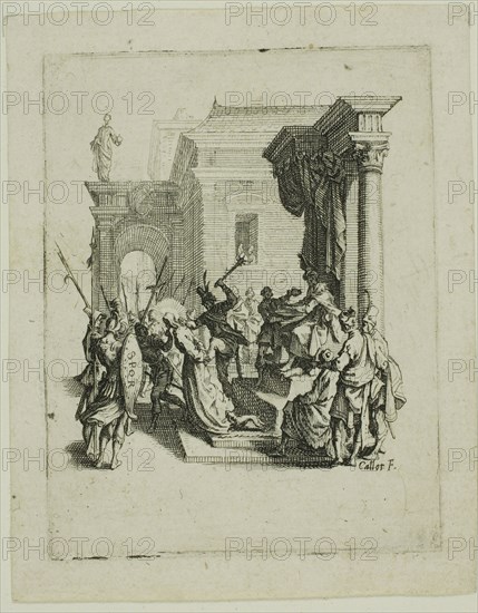 The Condemnation to Death, from The Small Passion, 1624/31, Jacques Callot, French, 1592-1635, France, Etching on ivory laid paper, 75.5 × 58.5 mm