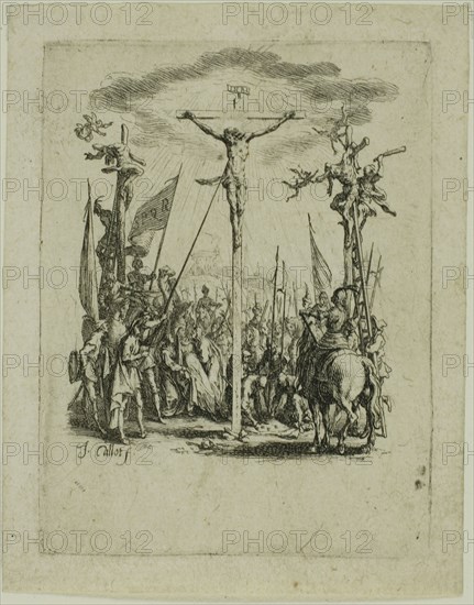 Jesus is Pierced with a Lance, from The Small Passion, 1624/31, Jacques Callot, French, 1592-1635, France, Etching on ivory laid paper, 75.5 × 57.5 mm
