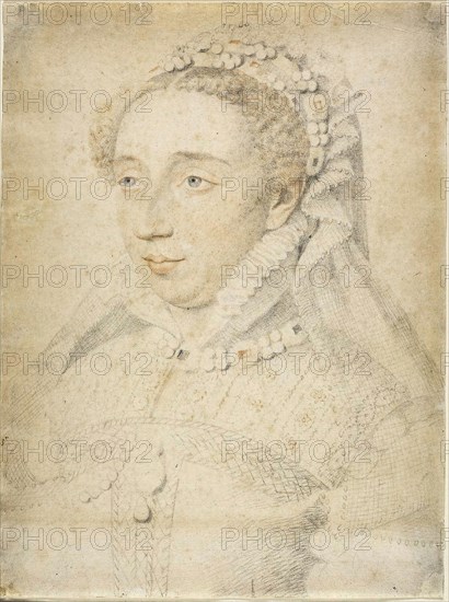 A Court Lady, 1555/72, Circle of Francois Clouet (French, c. 1510-1572), Style of Daniel Dumonstier (French, 1574-1646), France, Red and black chalk, on ivory laid paper, 311 × 232 mm