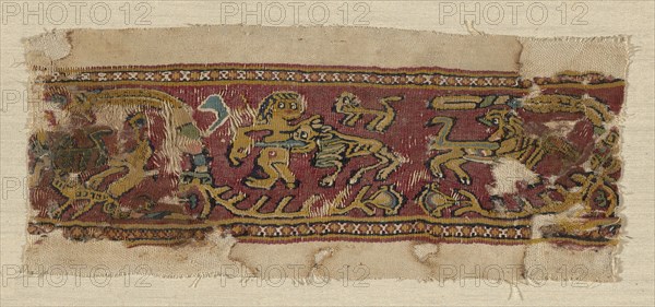 Fragment of a Border, Roman period (30 B.C.– 641 A.D.)/Arab period (641–969), 6th/7th century, Coptic, Egypt, Egypt, Linen and wool, slit tapestry weave, 27.9 × 11.4 cm (11 × 4 1/2 in.)