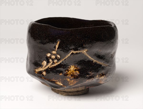 Raku-Ware Teabowl with Image of Mt. Fuji, 1756–1834, Japanese, Japan, Glazed stoneware, 8.6 x 11.2 cm (3 7/16 x 4 7/16 in. )