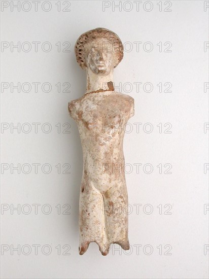 Torso From a Doll, late 5th/4th century BC, Greek, Tanagra, terracotta, 11.1 × 3.5 × 2.9 cm (4 3/8 × 1 3/8 × 1 1/8 in.)