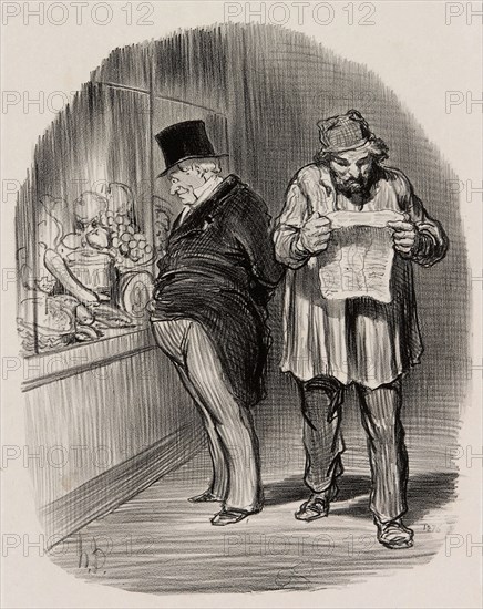 Worker and Bourgeois, from Les Parisiens En 1848, 1848, Honoré Victorin Daumier, French, 1808-1879, France, Lithograph in black on off-white wove paper, 266 × 213 mm (image), 349 × 265 mm (sheet)