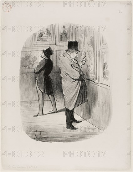 A True Art Lover, plate 66 from Les Bons Bourgeois, 1847, Honoré Victorin Daumier, French, 1808-1879, France, Lithograph in black on white wove paper, 257 × 200 mm (image), 359 × 276 mm (sheet)