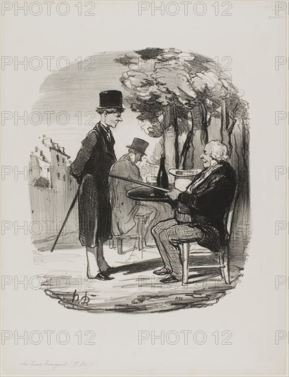 - You are not having your bottle of beer with us this evening… I can tell you are having a private dinner party today, you scoundrel…, plate 81 from Les Bons Bourgeois, 1849, Honoré Victorin Daumier, French, 1808-1879, France, Lithograph in black on white wove paper, 258 × 217 mm (image), 358 × 274 mm (sheet)