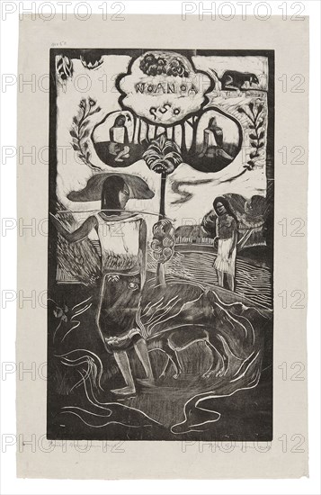Noa Noa (Fragrant), from the Noa Noa Suite, 1893–94, printed and published 1921, Paul Gauguin (French, 1848-1903), printed by Pola Gauguin (Danish, born France, 1883-1961), published by Christian Cato, Copenhagen, France, Wood-block print in black ink on grayish-ivory China paper, 355 × 205 mm (image), 422 × 265 mm (sheet)