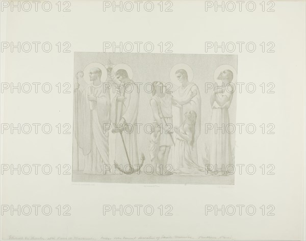 Legendary Saints of France (center frieze), c. 1888, Georges-William Thornley (French, 1857-1935), after Pierre Puvis de Chavannes (French, 1824-1898), France, Lithograph on paper, 241 × 303 mm (image), 444 × 553 mm (sheet)