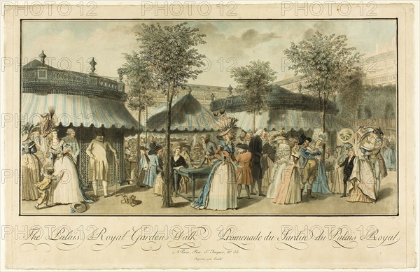 Le Palais Royal Garden Walk, 1787, Louis Le Coeur, French, active 1780-1806, France, Engraving on paper