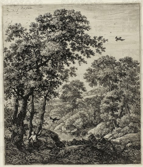 Elias in the Wilderness, from Six Landscape Subjects from the Old Testament, 1650/60, Antoni Waterlo, Dutch, 1609-1690, Holland, Etching on paper, 293 x 250 mm (image), 295 x 253 mm (plate), 300 x 257 mm (sheet)
