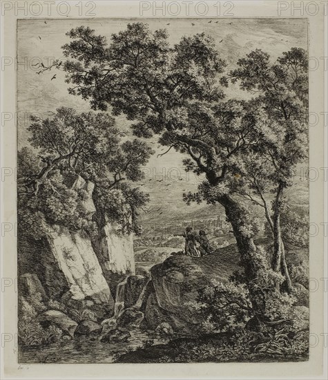 Tobias and the Angel, from Six Landscape Subjects from the Old Testament, 1650/60, Anthoni Waterlo, Dutch, 1609-1690, Holland, Etching on paper, 295 x 250 mm (image), 298 x 252 mm (plate), 319 x 275 mm (sheet)