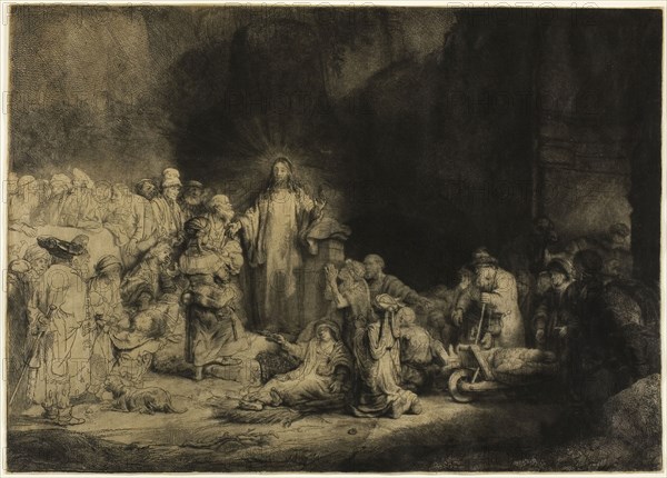 The Hundred Guilder Print, c. 1648, Rembrandt van Rijn, Dutch, 1606-1669, Holland, Etching and drypoint on tan Japanese paper, 279 x 393 mm (sheet trimmed to plate mark)