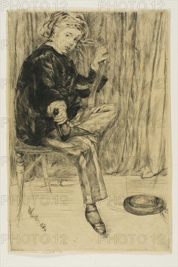 Arthur Haden, 1859, James McNeill Whistler, American, 1834-1903, United States, Drypoint in black ink on cream Japanese paper discolored to tan, 226 x 151 mm (plate), 232 x 156 mm (sheet)