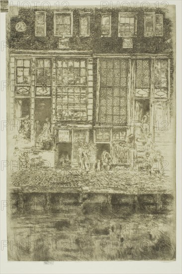 The Embroidered Curtain, 1889, James McNeill Whistler, American, 1834-1903, United States, Etching with foul biting in black ink on ivory Japanese paper, 238 x 159 mm (image, trimmed within plate mark), 241 x 159 mm (sheet)