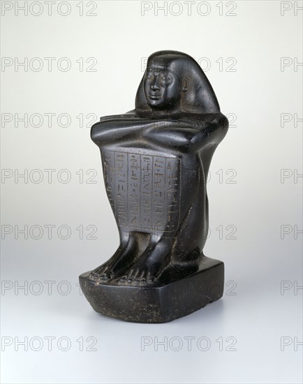 Statue of Shebenhor, Saite Period, Dynasty 26 (664–525 BC), Egyptian, Egypt, Basalt, 28 × 13 × 16.3 cm (11 × 5 1/8 × 6 3/8 in.)