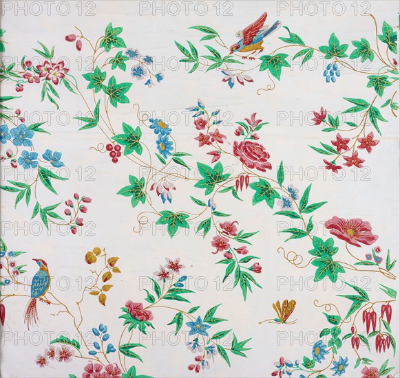 Wallpaper Fragment: Depose au Tribunal de Commerce, 1815/25, France, Paris, Paris, Block-printed paper, 47 x 57.5 cm (18 1/2 x 22 5/8 in.)