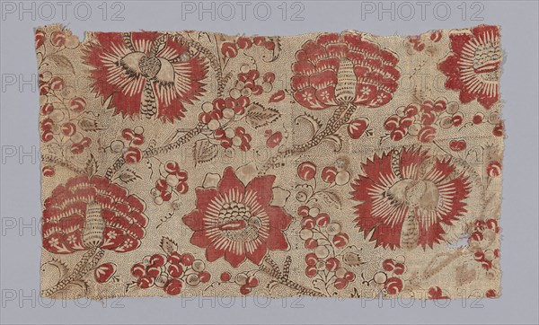 Panel, c. 1770, France, Bordeaux or Nantes, France, Cotton, plain weave, block printed, 38.1 × 63.5 cm (15 × 25 in.)