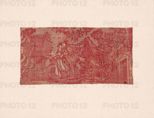 La Trève de Dieu (God’s Truce) (Furnishing Fabric), c. 1820, Philippe Wyngaert (Flemish, active c. 1820), France, Cotton, plain weave, engraved roller printed, 16.9 × 32.7 cm (6 5/8 × 12 7/8 in.)