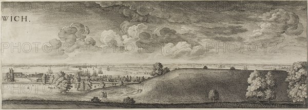 Greenwich, 1637, Wenceslaus Hollar, Czech, 1607-1677, Bohemia, Etching in two parts on two sheets of paper, 148 × 149 mm