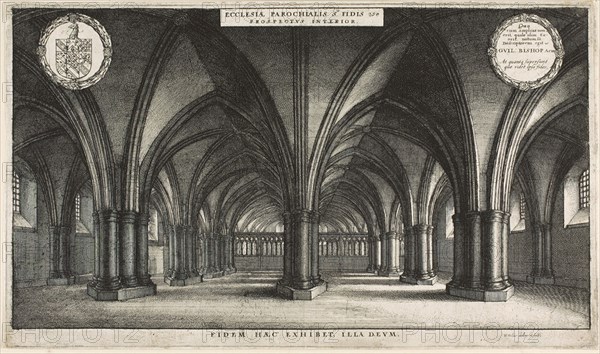 Interior of the Crypt of St. Paul’s (St. Faith’s), 1658, Wenceslaus Hollar, Czech, 1607-1677, Bohemia, Etching on ivory laid paper, 189 × 339 mm (image), 201 × 346 mm (plate), 205 × 350 mm (sheet)