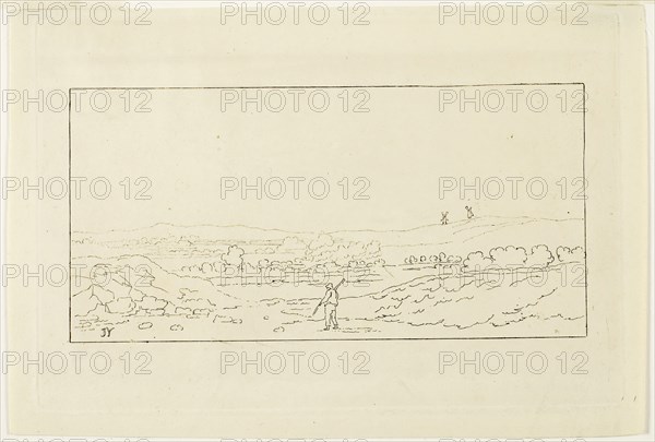 Landscape, published July 1, 1818, Unknown Artist (probably British, 19th century), after J. Young (British, active 19th century), England, Etching in black on cream wove paper, 123 × 249 mm (image), 190 × 283 mm (plate), 209 × 307 mm (sheet)